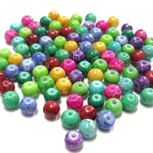 100 perles marbré en verre mélange de couleur 6mm 