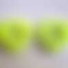 2 perles coeur jaune fluo acryliques caoutchouté 27x25mm 