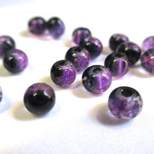 20 perles noir tréfilé violet translucide 4mm 