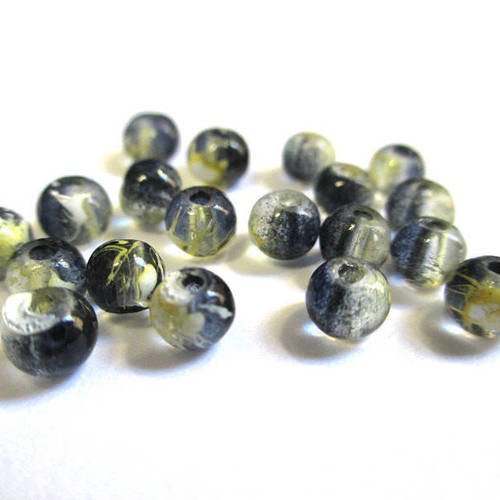 20 perles noir tréfilé jaune translucide 4mm 