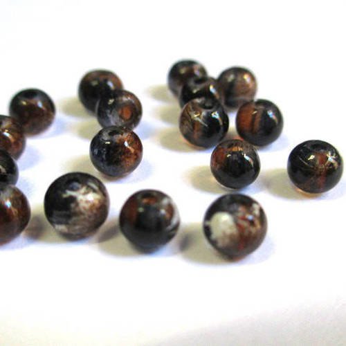 20 perles noir tréfilé marron translucide 4mm 