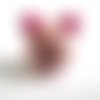 Perle en bois tête d'ours en 3d rose et fuchsia 28x25mm 
