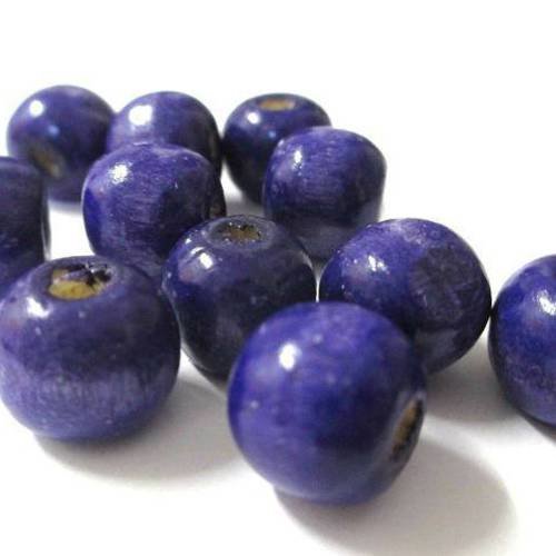 10 perles  en bois violet 12mm 