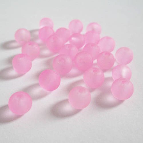 20 perles rose clair givré en verre  6mm 