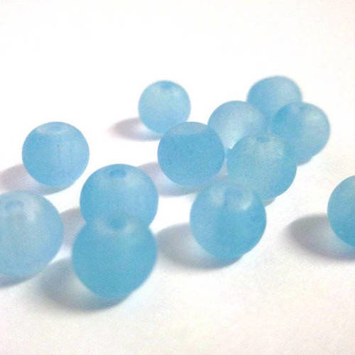 20 perles givré bleu ciel  en verre  6mm (j-27) 