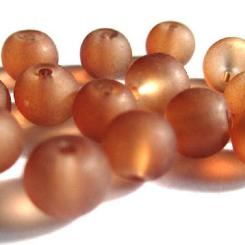 30 perles givré marron en verre 6mm (d-25) 