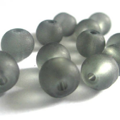 30 perles givré gris en verre 6mm (d-28) 