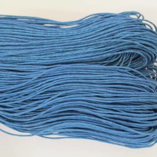 20 mètres fil coton ciré bleu azur 1mm 