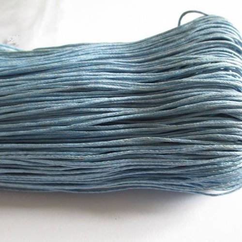 20 mètres fil coton ciré bleu clair 1mm 