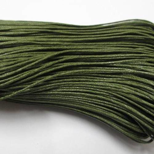 20 mètres fil coton ciré vert kaki 1mm 