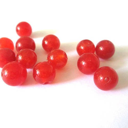 10 perles jade naturelle rouge 8mm 
