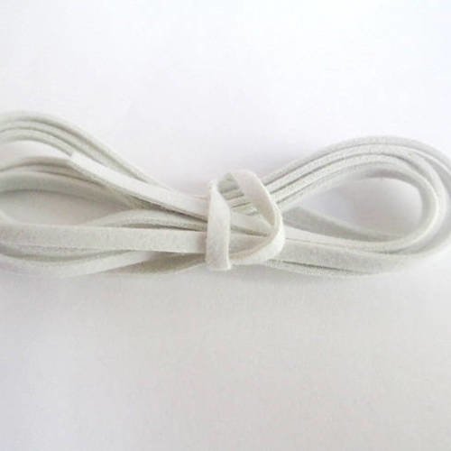 3 x 1m cordon de laine aspect daim couleur  blanc 