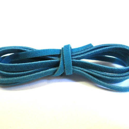 3 x 1m cordon de laine aspect daim couleur bleu 