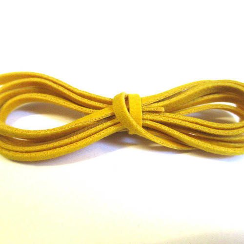3 x 1m cordon de laine aspect daim couleur jaune 