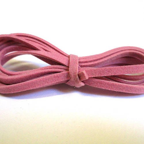 3 x 1m cordon de laine aspect daim couleur rose 