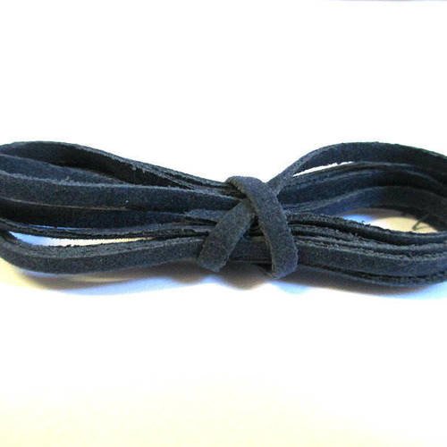 3 x 1m cordon de laine aspect daim couleur bleu foncé 
