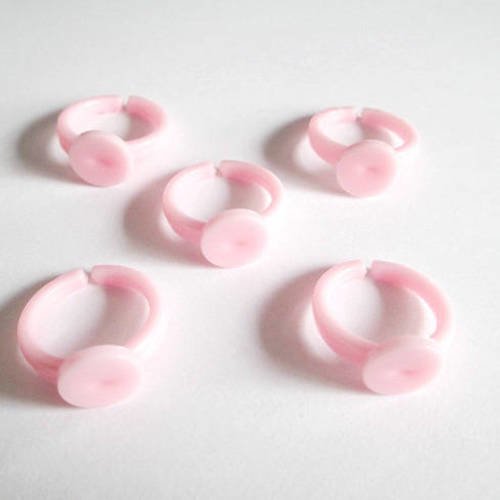 5 supports bagues acrylique rose pour enfant 14mm ,plateau 9mm 