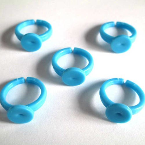 5 supports bagues acrylique bleu pour enfant 14mm ,plateau 9mm 
