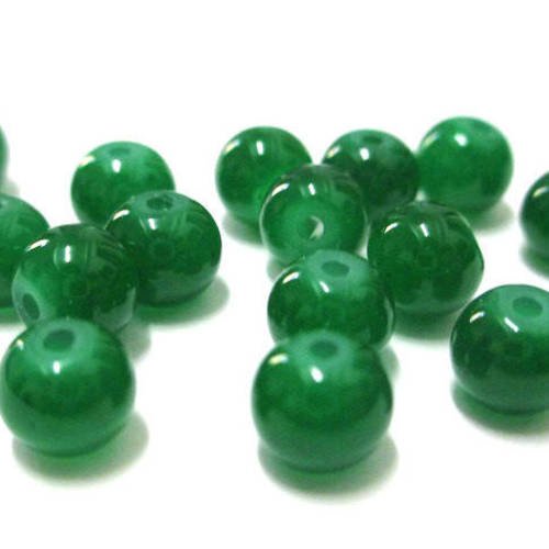 20 perles vert foncé imitation jade en verre 6mm (j-1) 