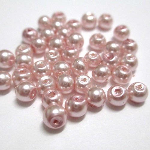20 perles nacré rose clair ronde en verre 4mm (a-05) 