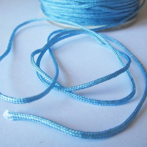 10m fil nylon bleu clair  tressé 1.5mm 