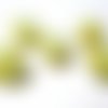 5 perles blanche tréfilé jaune en verre 14mm  (n-18) 