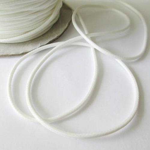 10m  fil cordon polyester blanc ciré 2mm 