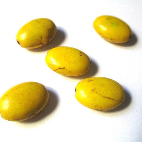 5 perles ovale howlite jaune 14x10x6mm 