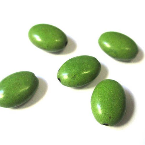 5 perles ovale howlite vert 14x10x6mm 