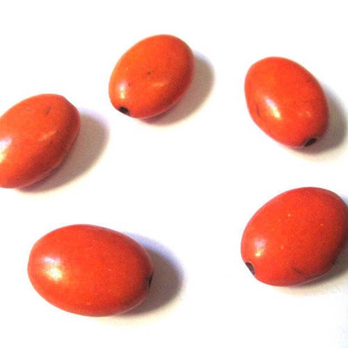 5 perles ovale howlite orange 14x10x6mm 