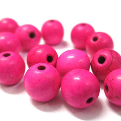 10 perles rose en turquoise de synthèse 8mm 