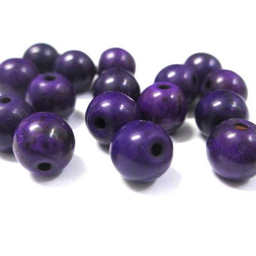 10 perles violettes en turquoise de synthèse 8mm 