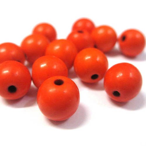 10 perles orange en turquoise de synthèse 8mm 
