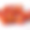 10 perles orange moucheté rouge en verre  8mm (b-10) 