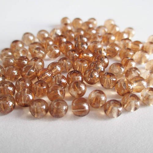 20 perles marron brillant en verre  4mm 