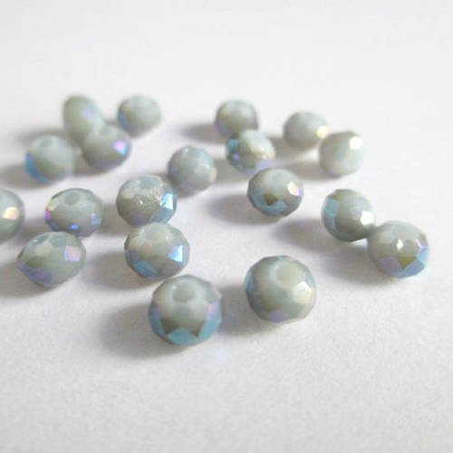 20 perles cristal rondelle  à facettes gris irisé 4x3mm 