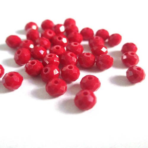 20 perles cristal rondelle  à facettes rouge 4x3mm 