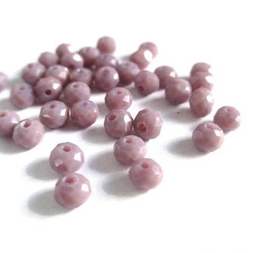 20 perles cristal rondelle  à facettes violet 4x3mm 