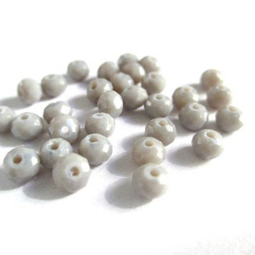 20 perles cristal rondelle  à facettes gris 4x3mm 