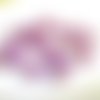 20 perles transparent mouchetée violet et blanc 4mm 