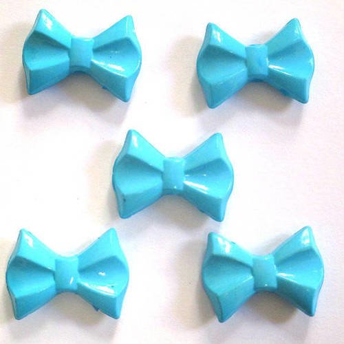 5 perles nœuds papillons  bleu acrylique 19x26x7mm 