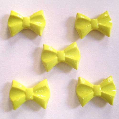 5 perles nœuds papillons  jaune acrylique 19x26x7mm 