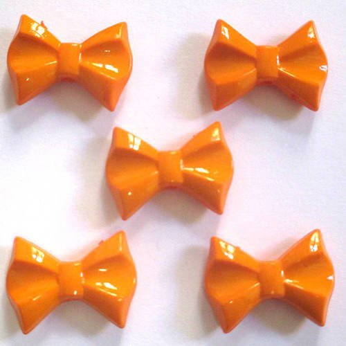 5 perles nœuds papillons  orange acrylique 19x26x7mm 