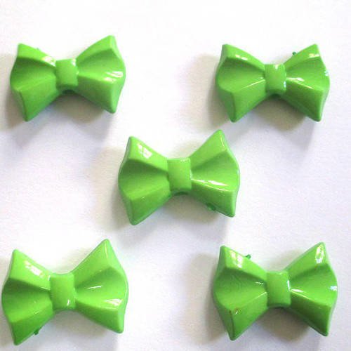 5 perles nœuds papillons  vert acrylique 19x26x7mm 
