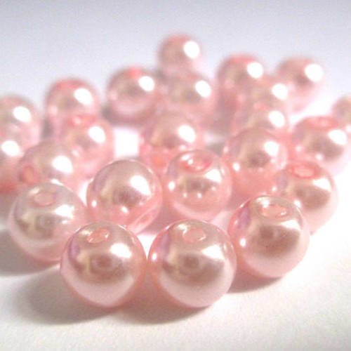 20 perles rose nacré en verre 6mm (f-24) 