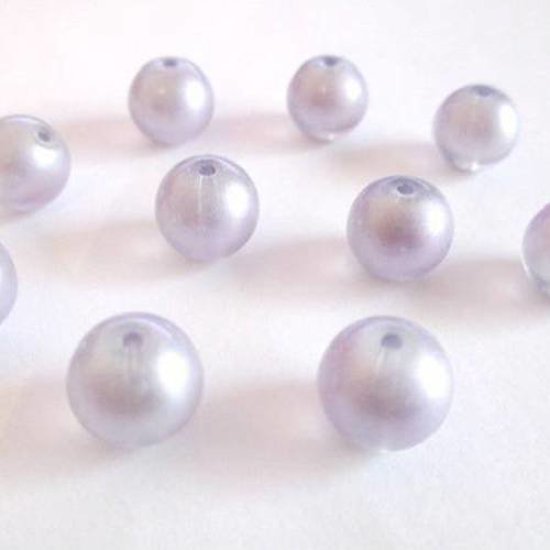 10 perles mauve  brillant en verre  10mm 