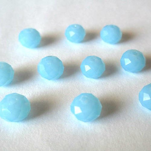 10 perles rondelle à facettes bleu ciel   en verre 8x6mm imitation jade 