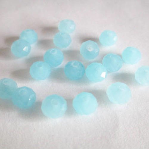 20 perles rondelle à facettes bleu en verre 6x4mm imitation jade 