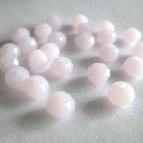 20 perles rondelle à facettes rose clair en verre 6x4mm imitation jade 
