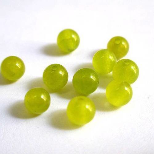 20 perles jade naturelle verdâtre 4mm (g-07) 
